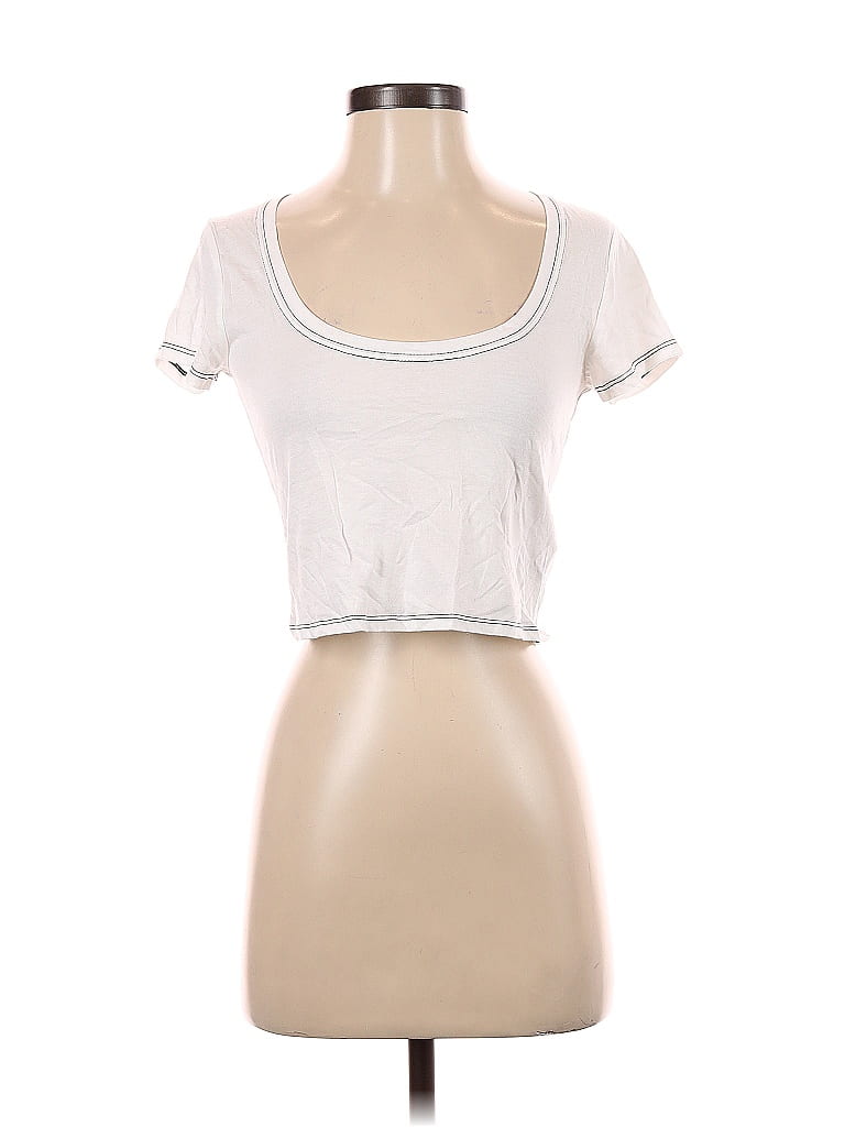 Pre-owned Forever 21 Short Sleeve Top White Scoop Neck Tops