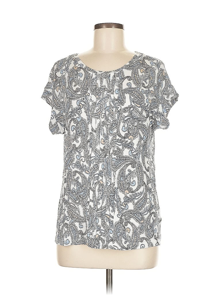 Pre-owned Liz Claiborne Short Sleeve Blouse In Silver