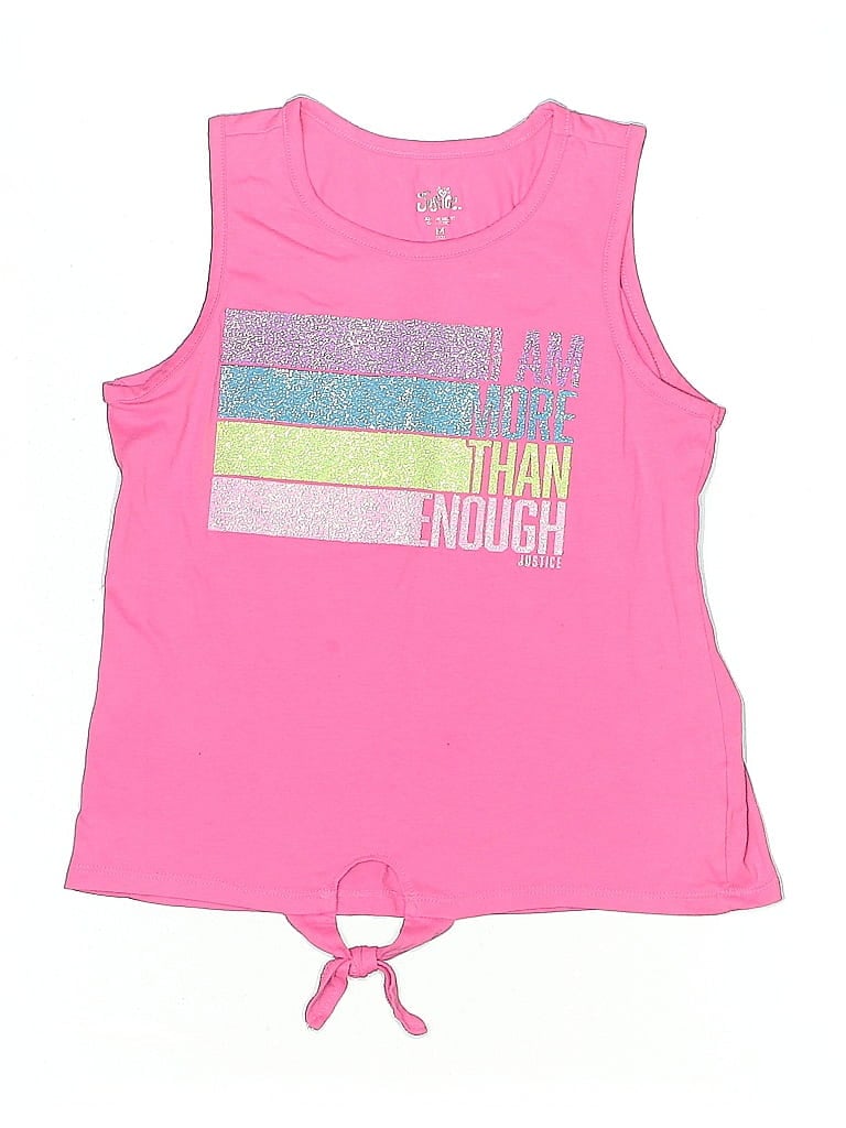 Pre-owned Justice Kids' Tank Top Pink Halter Neckline Tops