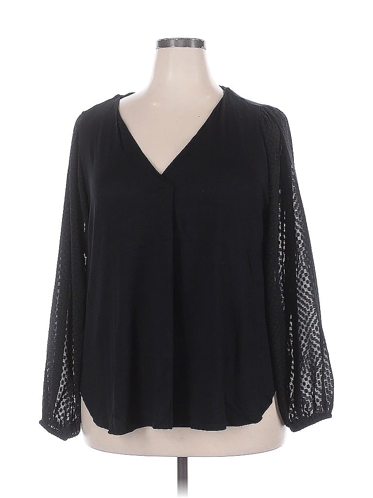 Pre-owned Lane Bryant 3/4 Sleeve T-shirt In Black