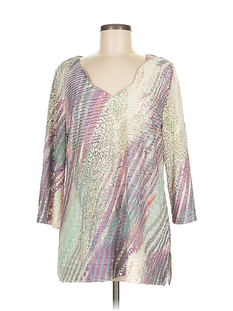 Pre-owned Soft Surroundings 3/4 Sleeve Blouse In Silver