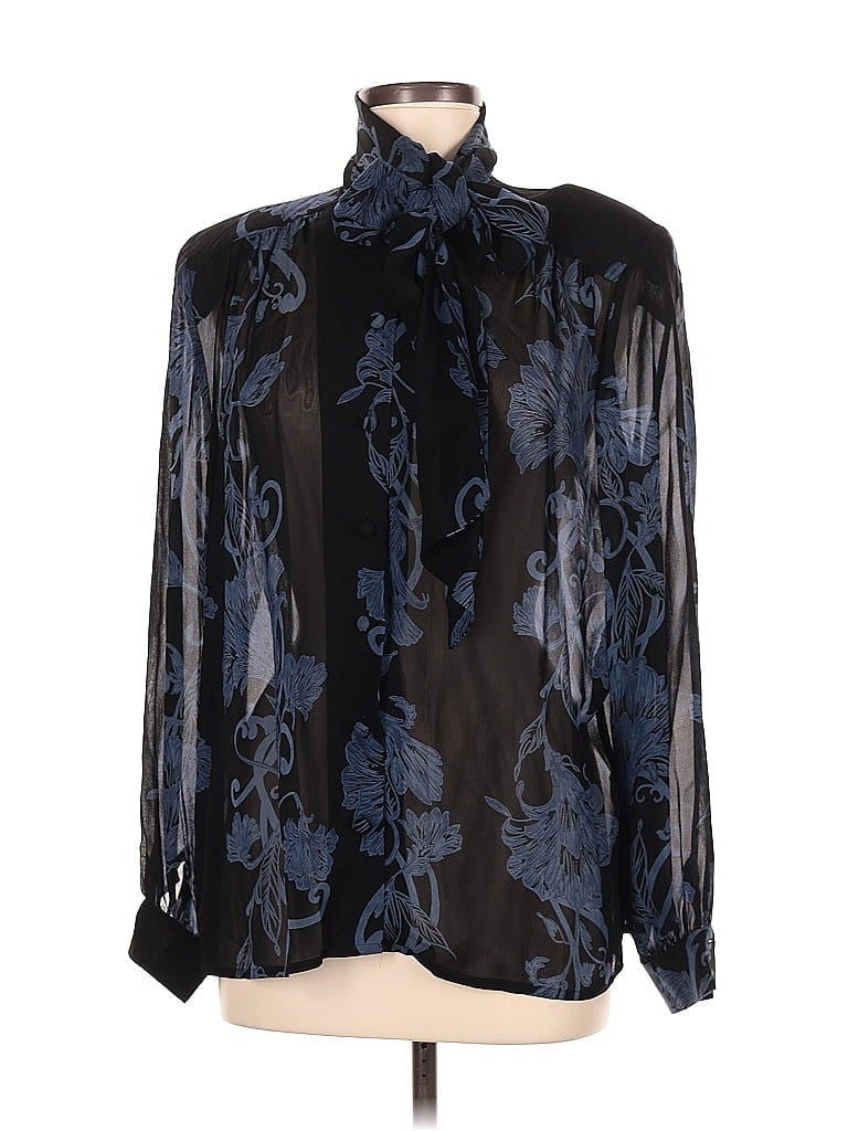 Pre-owned Doncaster Collection Long Sleeve Blouse In Black