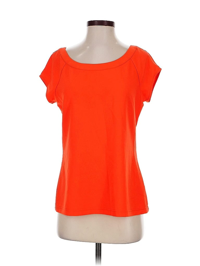 Pre-owned Doncaster Collection Short Sleeve Top Orange Scoop Neck Tops