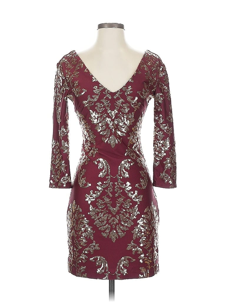Pre-owned Assorted Brands Cocktail Dress In Burgundy