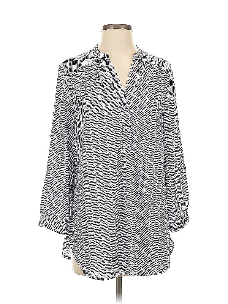 Pre-owned Halogen 3/4 Sleeve Blouse In Gray