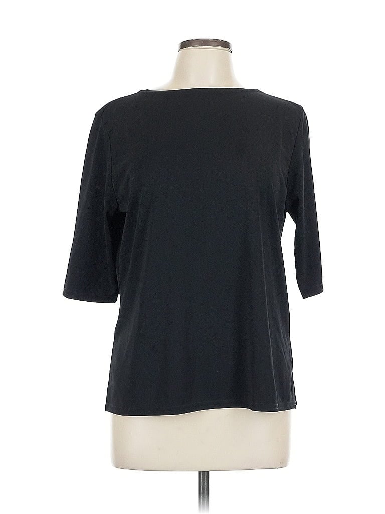 Pre-owned Kathie Lee 3/4 Sleeve Top Black Boatneck Tops