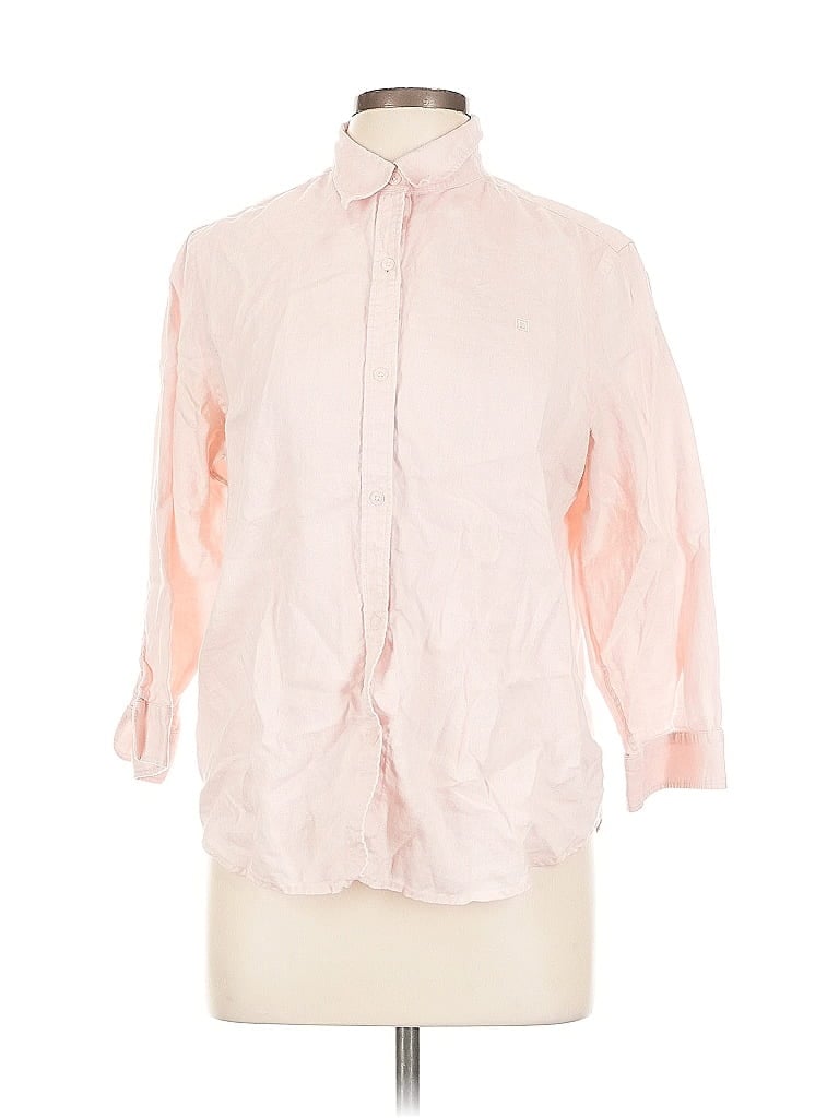 Pre-owned Chaps 3/4 Sleeve Button Down Shirt In Pink