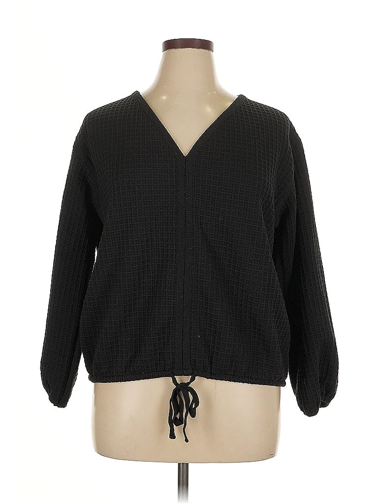 Pre-owned Max Studio Long Sleeve Blouse In Black
