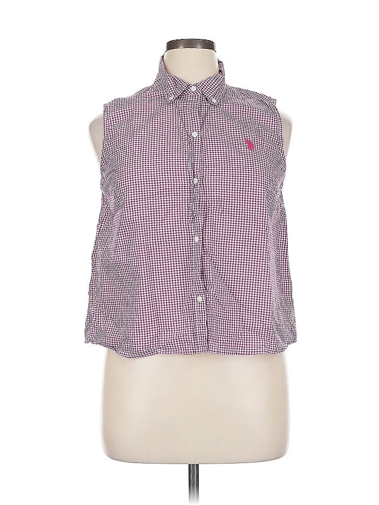 Pre-owned U.s. Polo Assn Sleeveless Button Down Shirt In Purple