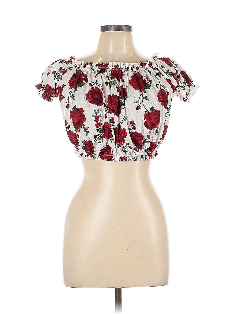 Pre-owned Divided By H&m Short Sleeve Blouse In White