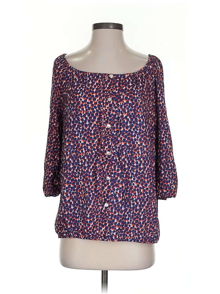 Pre-owned Ann Taylor 3/4 Sleeve Blouse In Blue