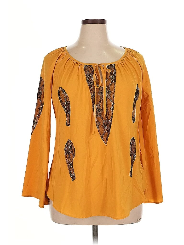 Pre-owned Kay Celine 3/4 Sleeve Blouse In Yellow