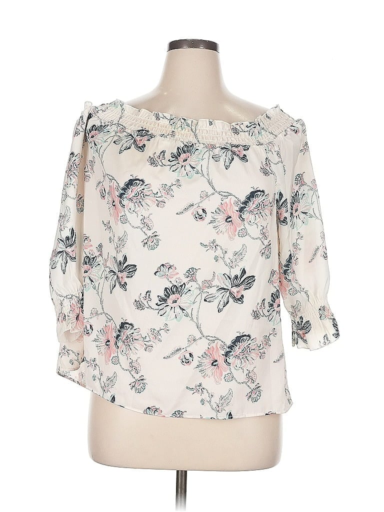 Pre-owned Ava & Aiden 3/4 Sleeve Blouse In White