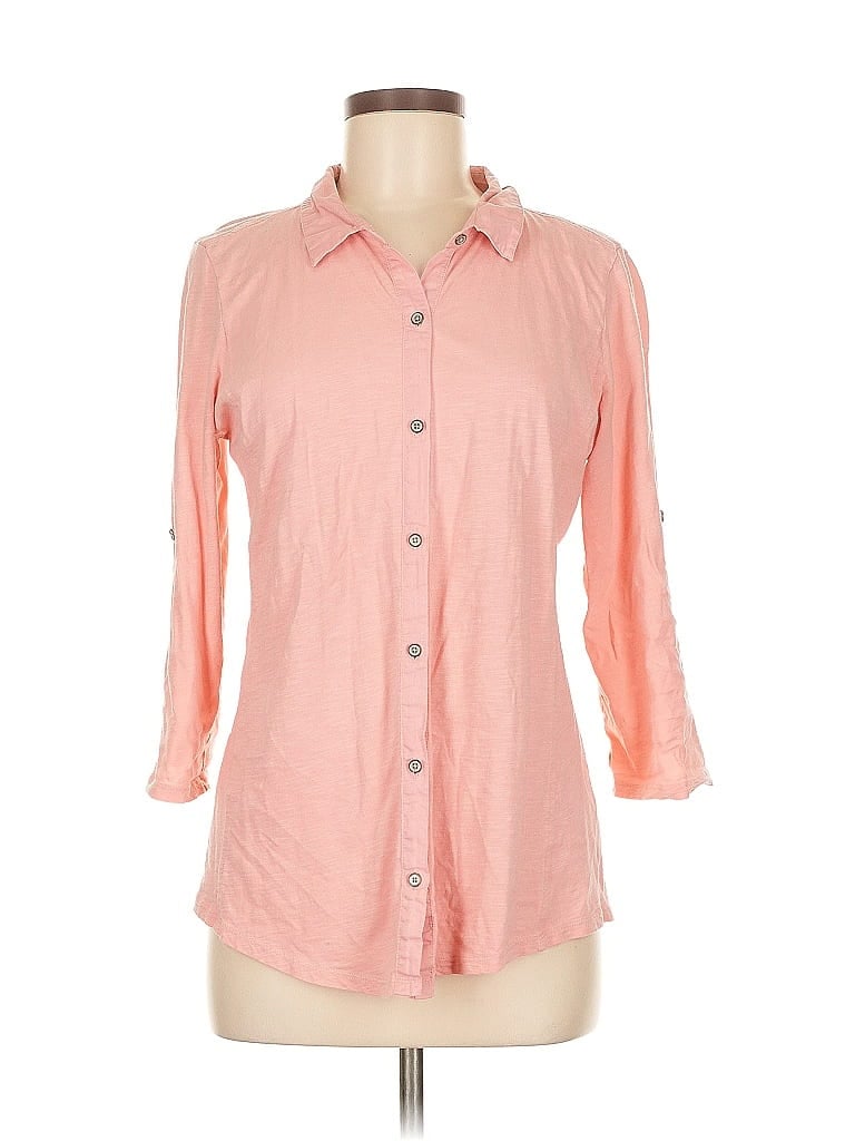 Click to view more detailed imagery on our partner's website Pre-owned Jjill 3/4 Sleeve Button Down Shirt In Pink