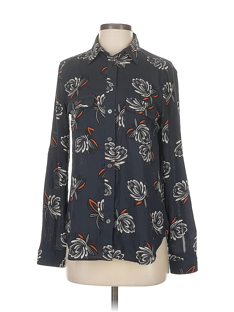 Pre-owned Ann Taylor Loft Long Sleeve Blouse In Gray