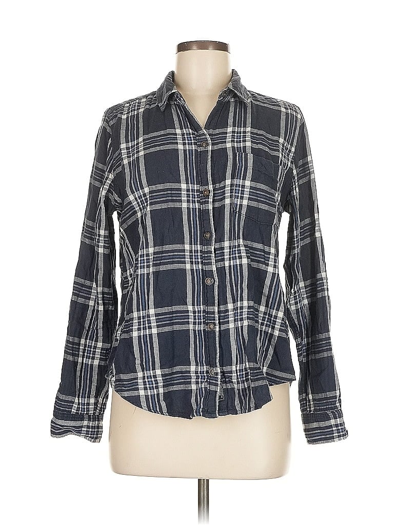 Pre-owned Abercrombie & Fitch Long Sleeve Button Down Shirt In Gray