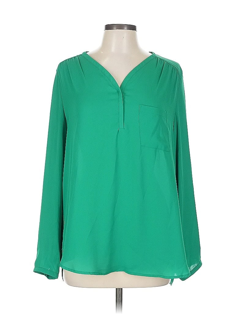 Pre-owned Pleione Long Sleeve Blouse In Green