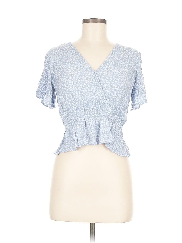 Pre-owned Hippie Rose Short Sleeve Blouse In Blue