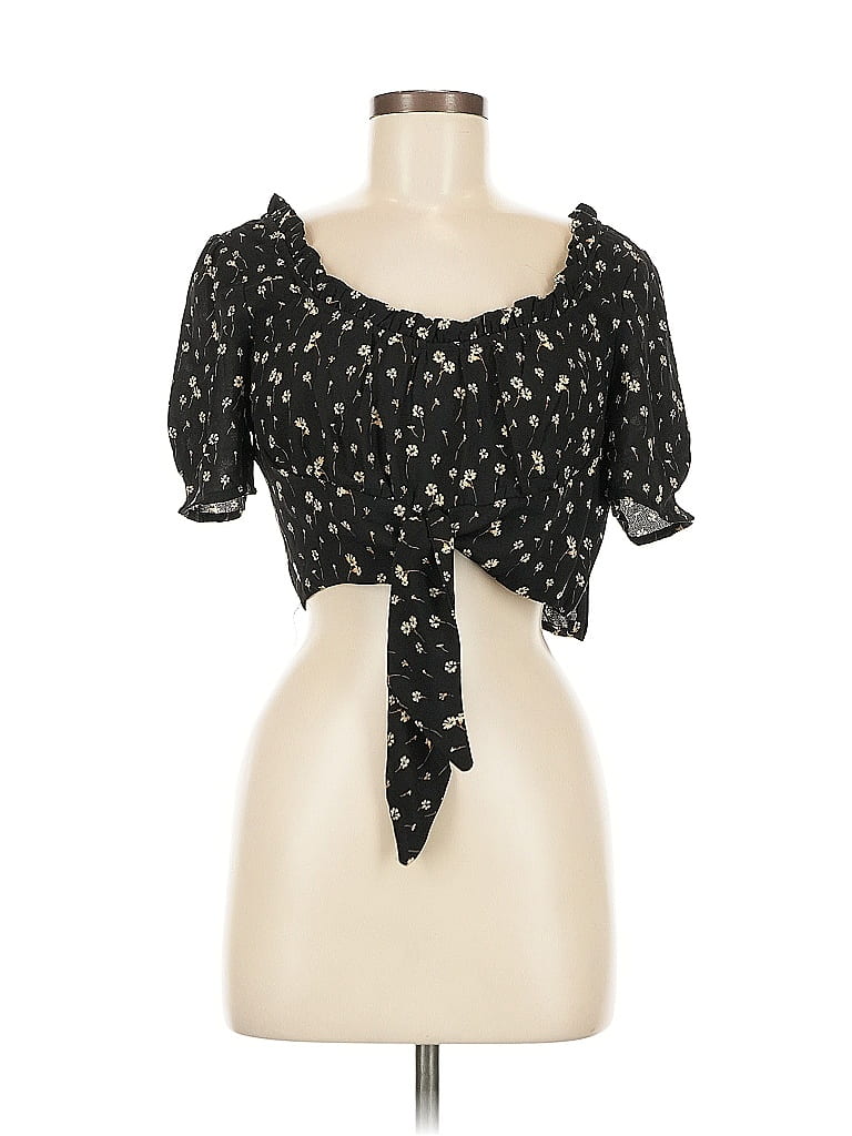 Pre-owned Cotton Candy La Short Sleeve Blouse In Black