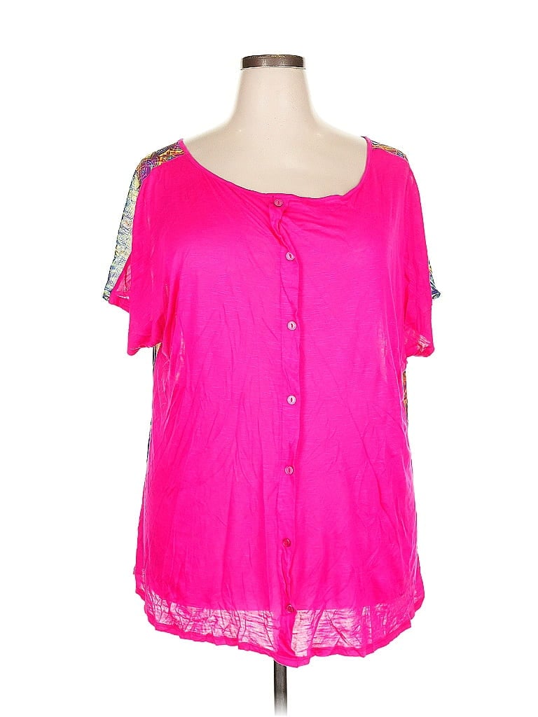 Pre-owned Live To Be Spoiled Short Sleeve Blouse In Pink