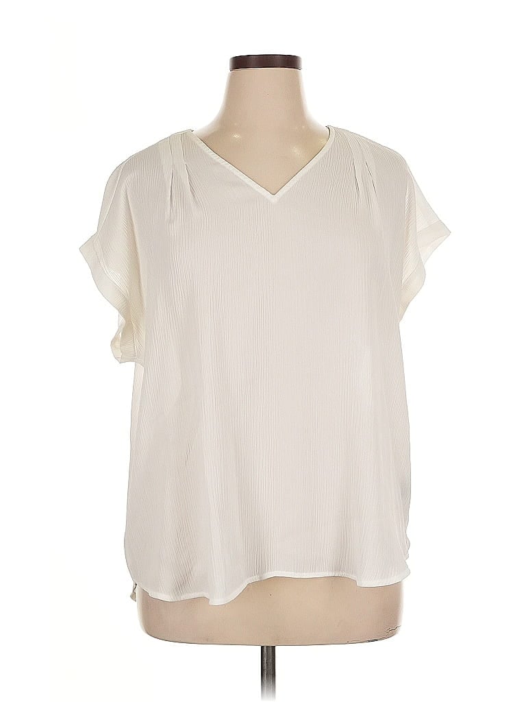 Pre-owned Simply Vera Vera Wang Short Sleeve Blouse In White