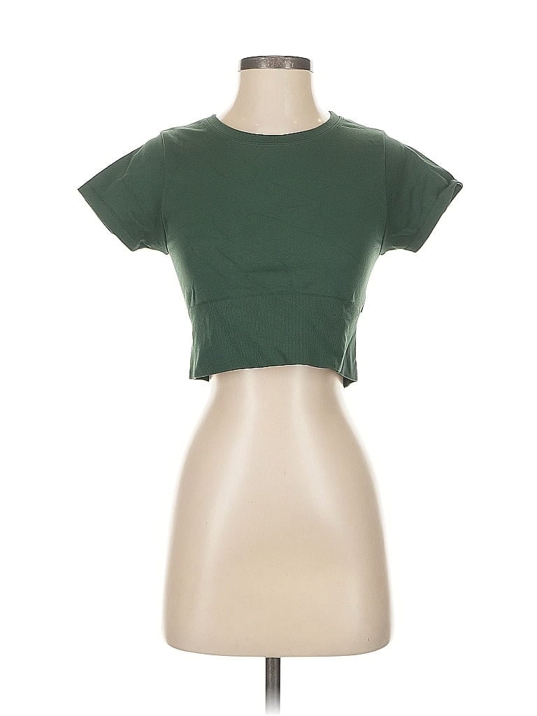 Pre-owned Offline By Aerie Short Sleeve Top Green Keyhole Neckline Tops
