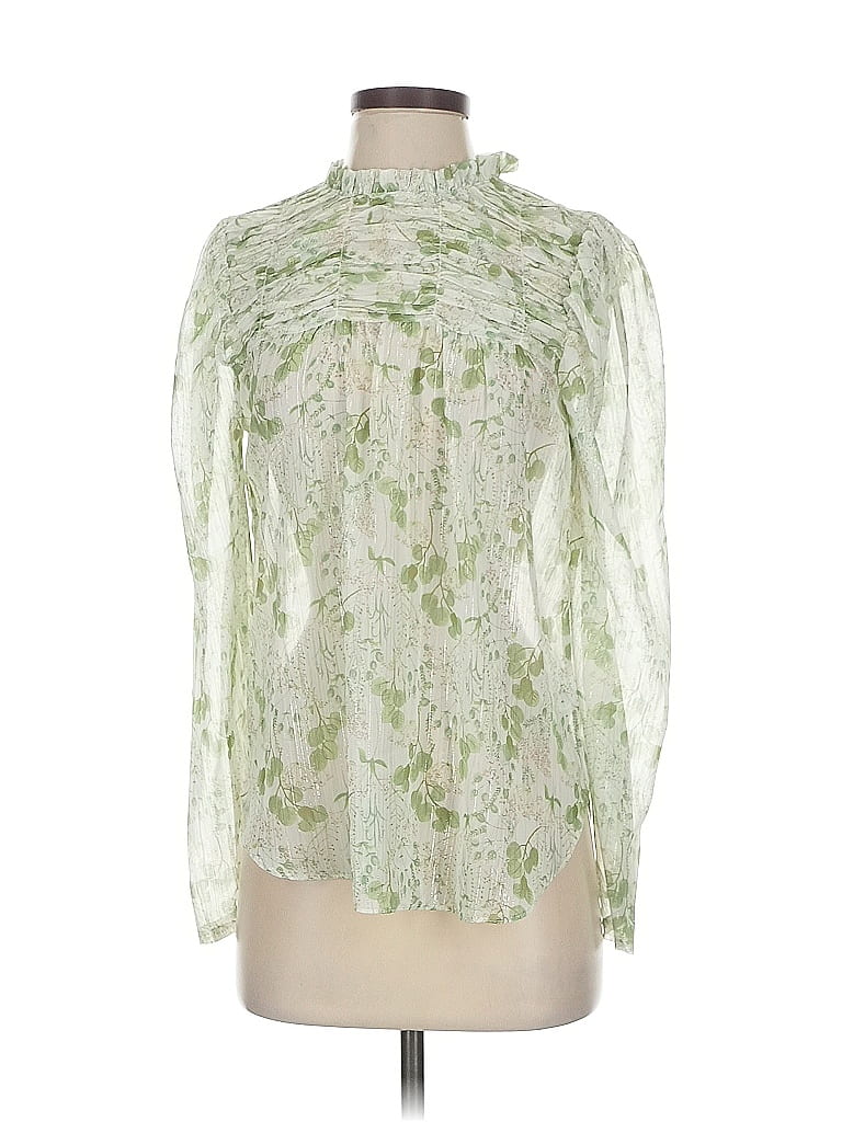 Pre-owned Maison D' Amelie Long Sleeve Blouse In Green