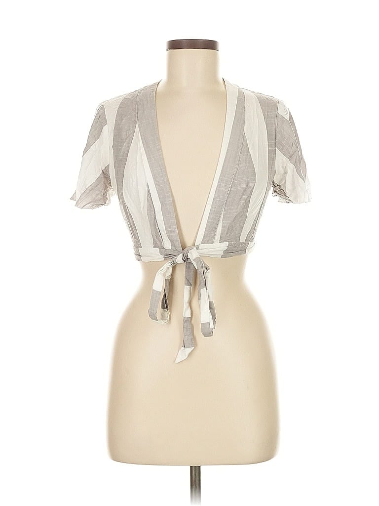 Pre-owned Show Me Your Mumu Short Sleeve Blouse In Silver