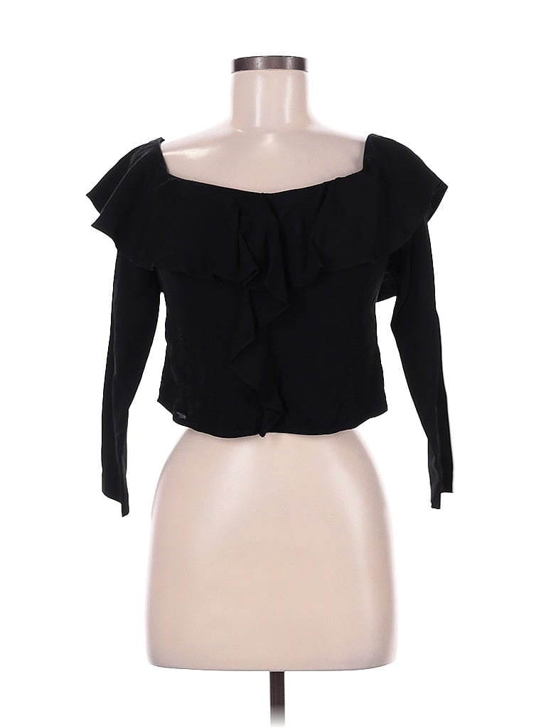 Pre-owned Intermix 3/4 Sleeve Blouse In Black