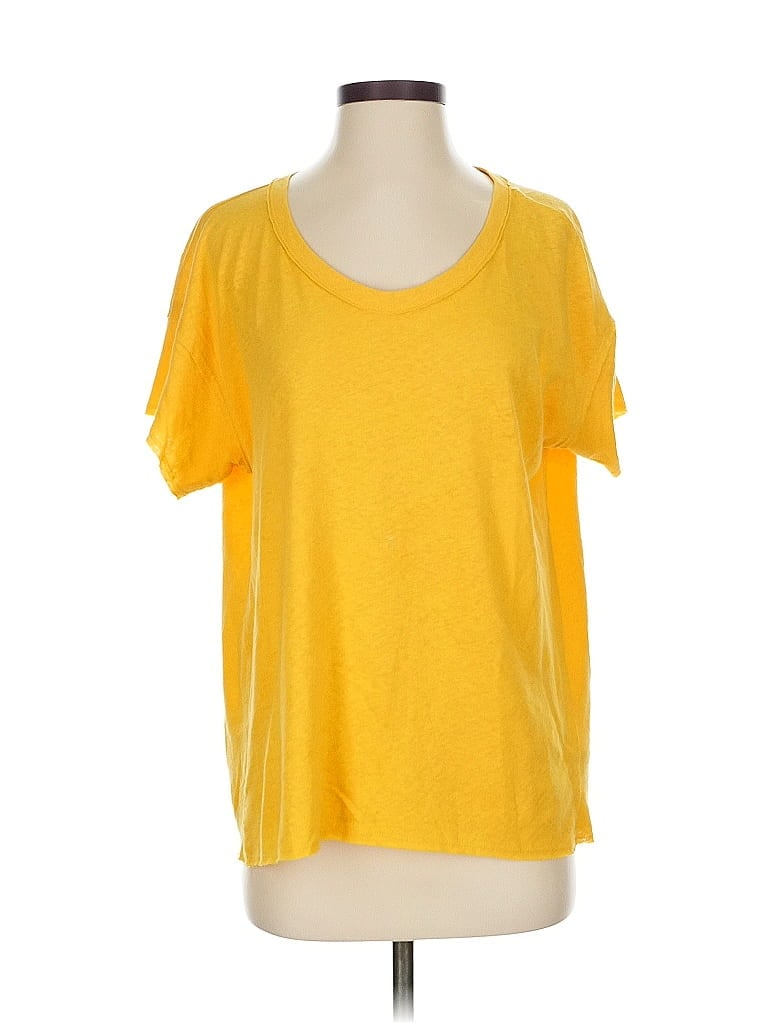 Click to view more detailed imagery on our partner's website Pre-owned Pilcro Short Sleeve Top Yellow Scoop Neck Tops