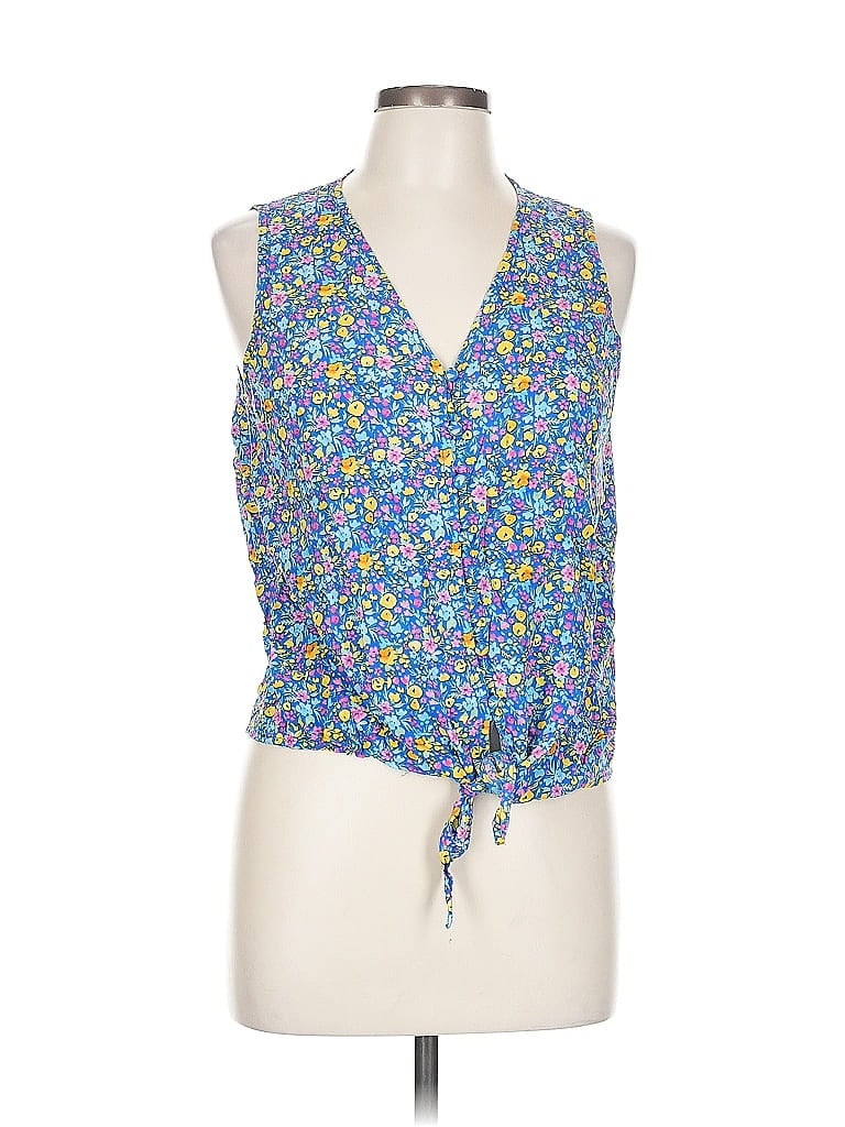 Pre-owned Cynthia Rowley Tjx Sleeveless Blouse In Blue