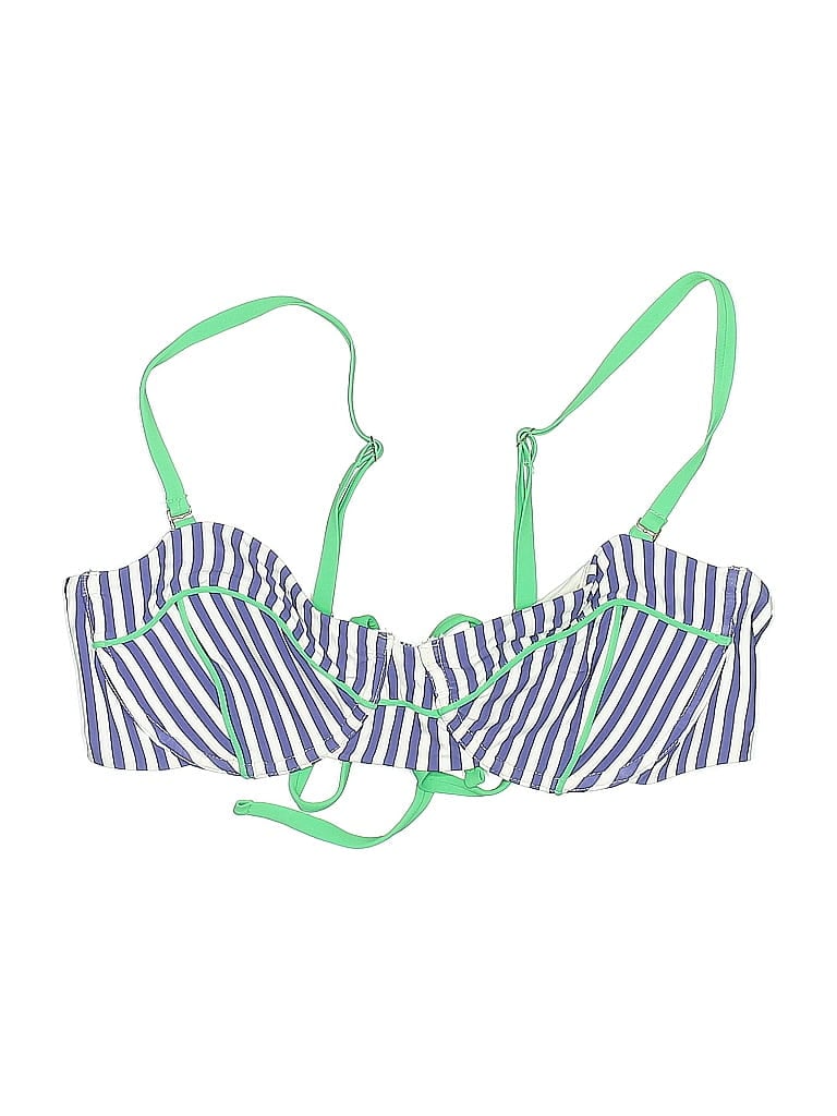 MAEVE BY ANTHROPOLOGIE Pre-owned Swimsuit Top Green Stripes Pattern Swimwear