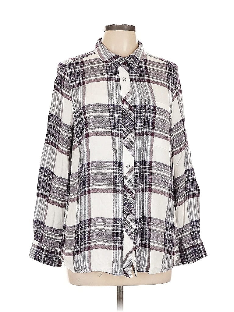 Pre-owned Melloday 3/4 Sleeve Button Down Shirt In Gray