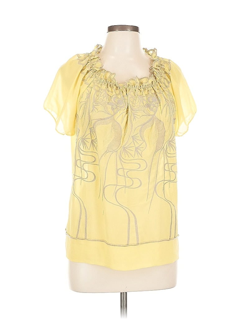 Pre-owned Hazel Short Sleeve Blouse In Yellow