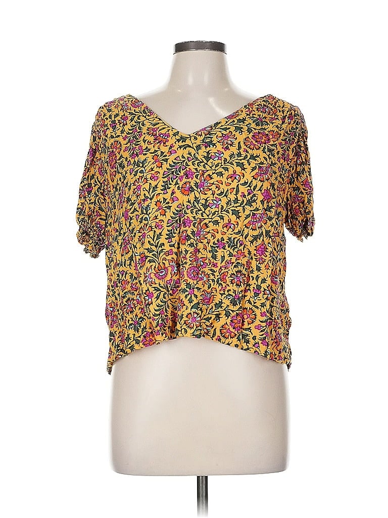 Pre-owned Cynthia Rowley Tjx Short Sleeve Blouse In Yellow