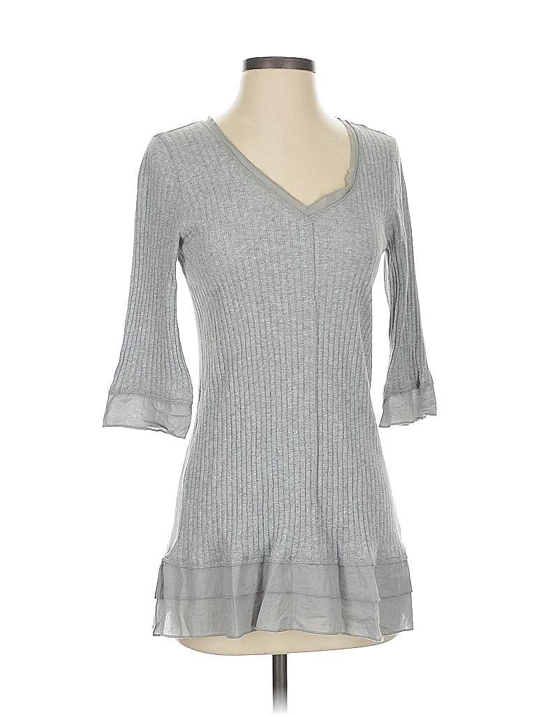 Pre-owned Soft Surroundings 3/4 Sleeve Top Gray V Neck Tops