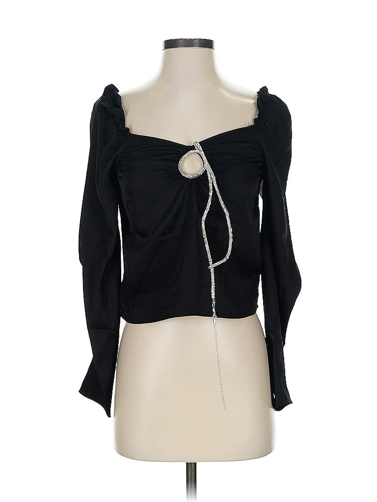 Pre-owned Rachel Zoe Tjx Long Sleeve Blouse In Black
