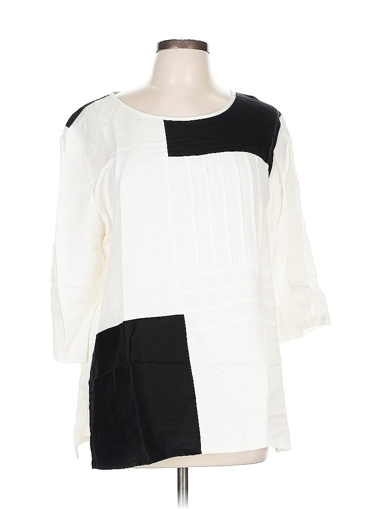 Pre-owned Toofan 3/4 Sleeve Blouse In White
