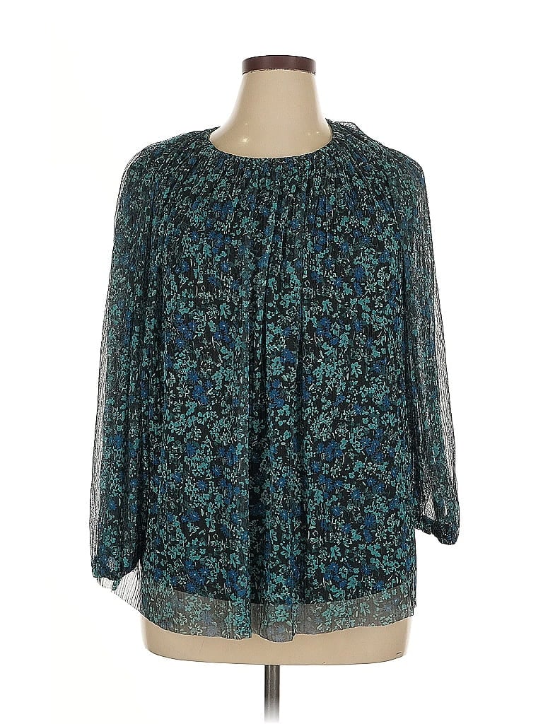 TERRA & SKY Pre-owned 3/4 Sleeve Blouse In Blue