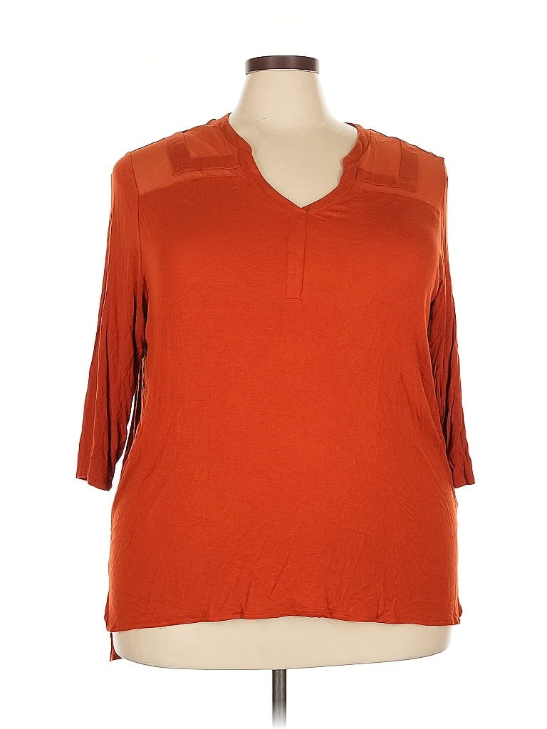 Pre-owned Roz & Ali 3/4 Sleeve T-shirt In Orange