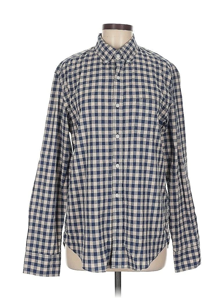 Pre-owned J.crew Factory Store Long Sleeve Polo Shirt In Blue