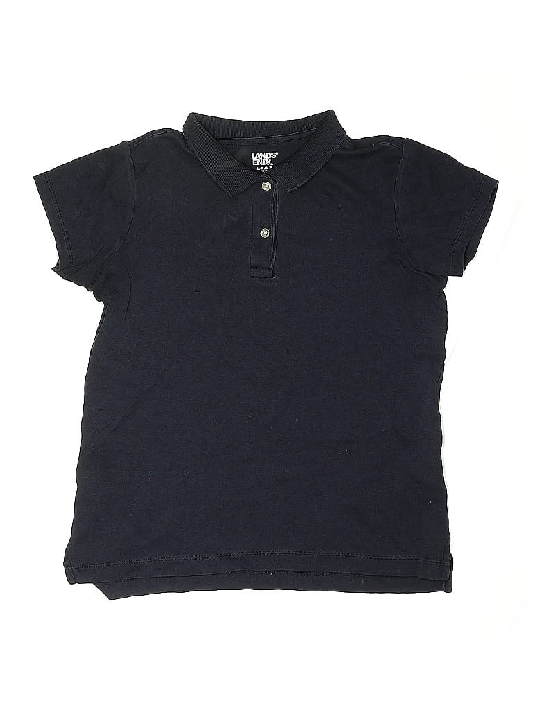 Pre-owned Lands' End Kids'  Short Sleeve Polo Shirt In Black