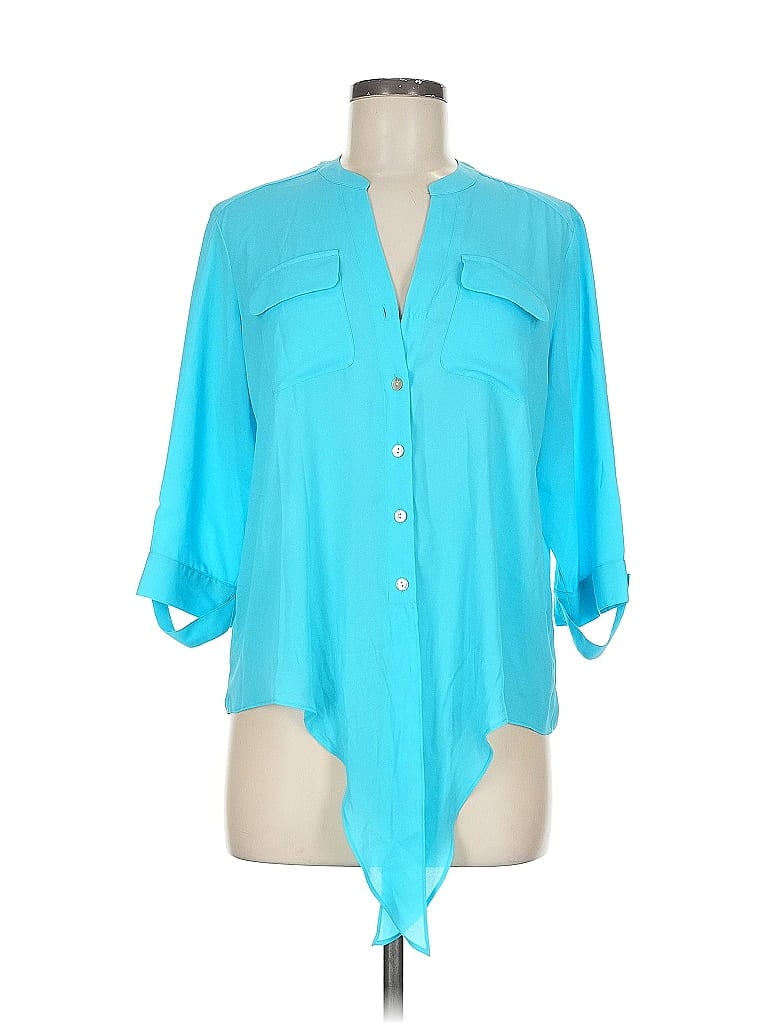 Pre-owned Investments 3/4 Sleeve Blouse In Blue