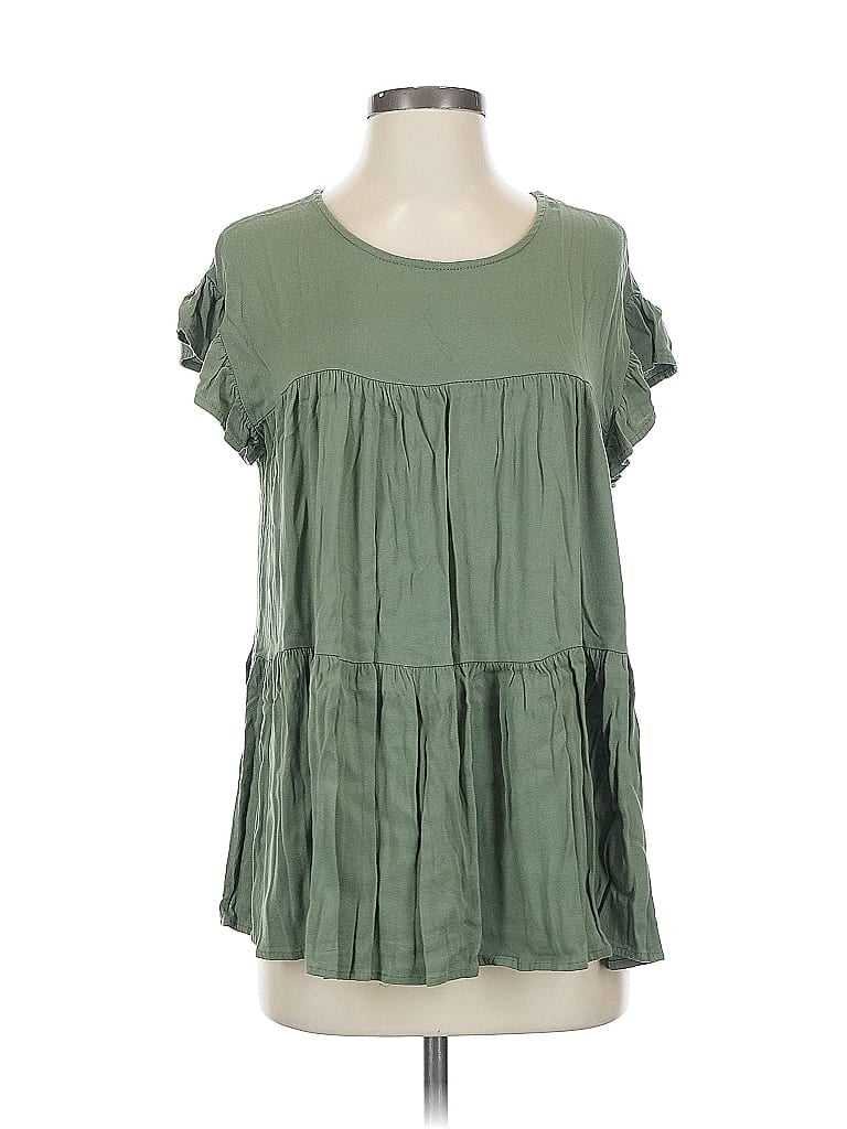 Pre-owned Entro Short Sleeve Blouse In Green