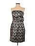 Trina Turk Chevron-herringbone Silver Black Cocktail Dress Size 4 - photo 1