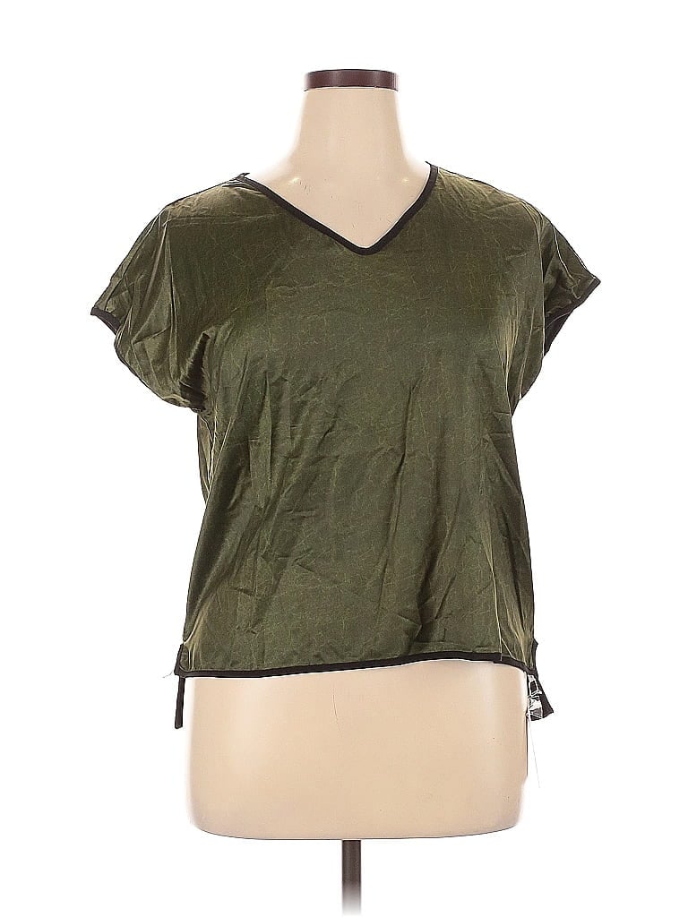 Assorted Brands Short Sleeve Top Green V Neck Tops