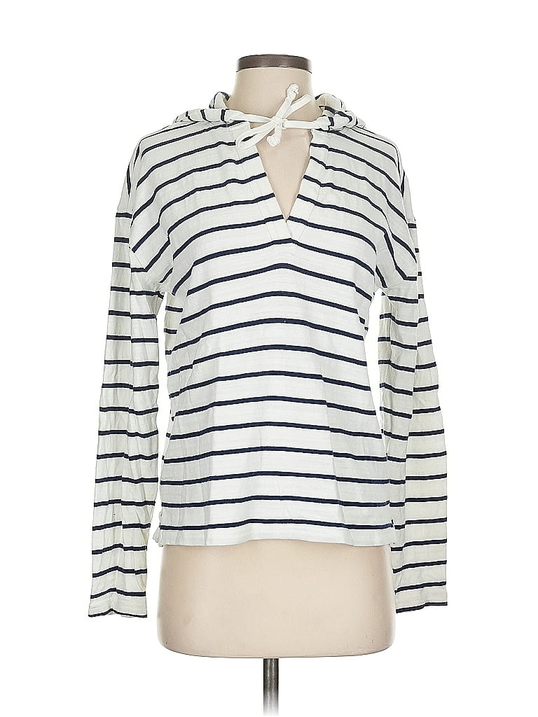 Pre-owned J.crew Factory Store Pullover Hoodie In White