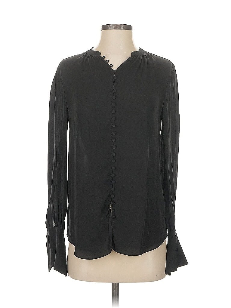 Click to view more detailed imagery on our partner's website Pre-owned Joie Long Sleeve Silk Top Black Keyhole Neckline Tops