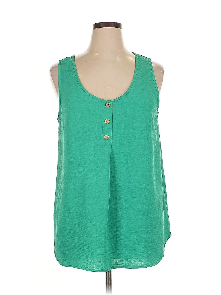 Pre-owned First Love Tank Top Green Halter Neckline Tops