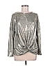 Fourteenth Place Metallic Silver Long Sleeve Top Size M - photo 1